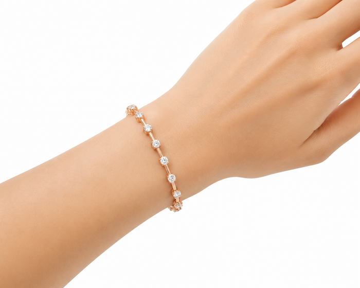 Round Diamond Station Bangle