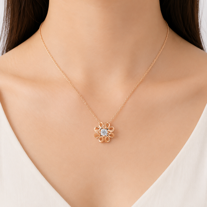 Ribbon Bloom Diamond Chain Pendant