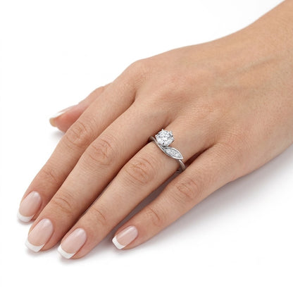 Solitaire Petal Accent Ring