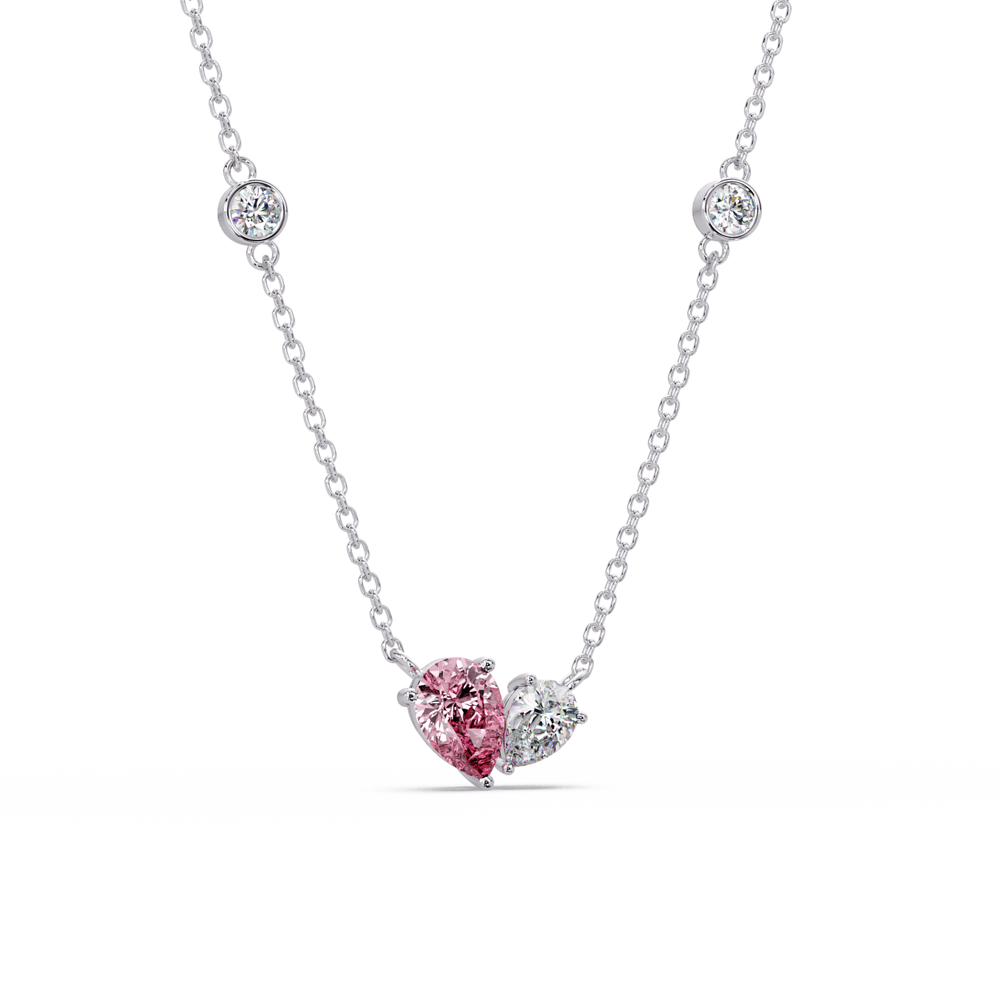 Pink Pear Duet Chain Pendant