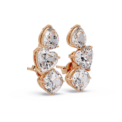 Graduated Trio Heart Earrings