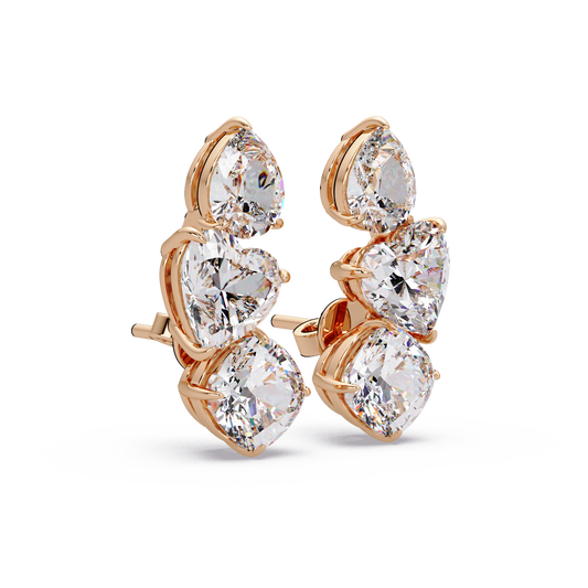 Graduated Trio Heart Earrings