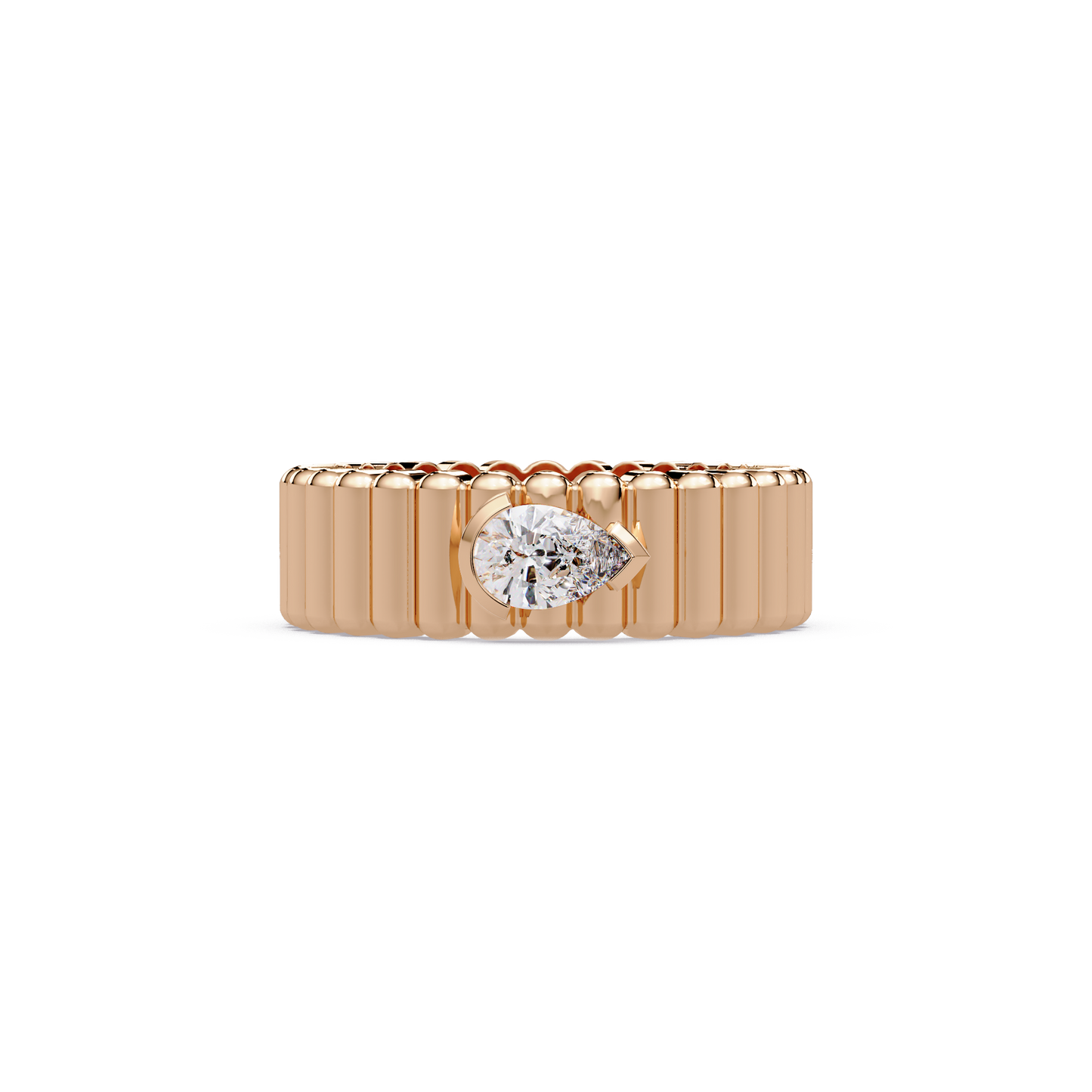 Fluted Pear Diamond Band