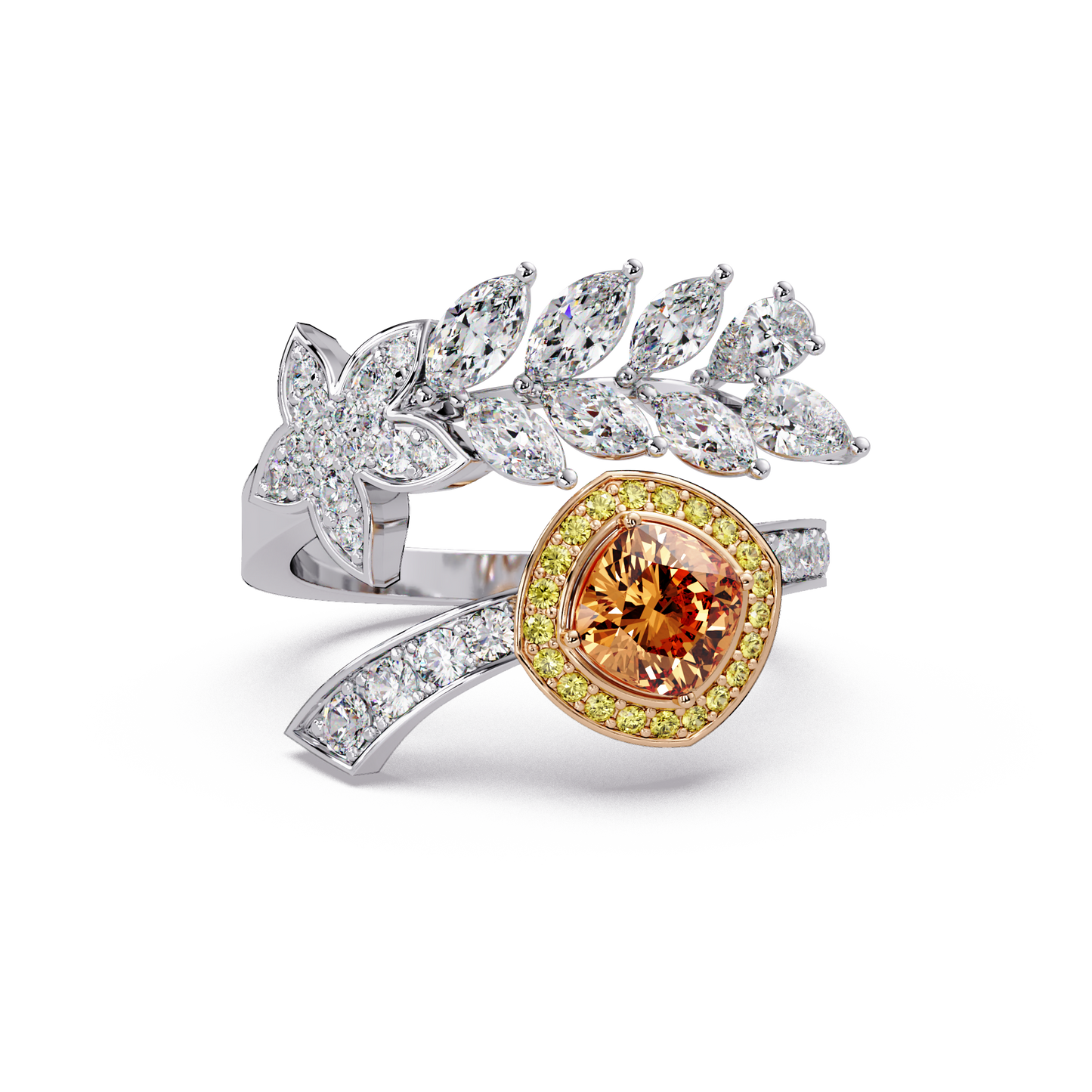 Amber Halo Vine Ring - Origine Diamonds lab-grown diamond jewellery