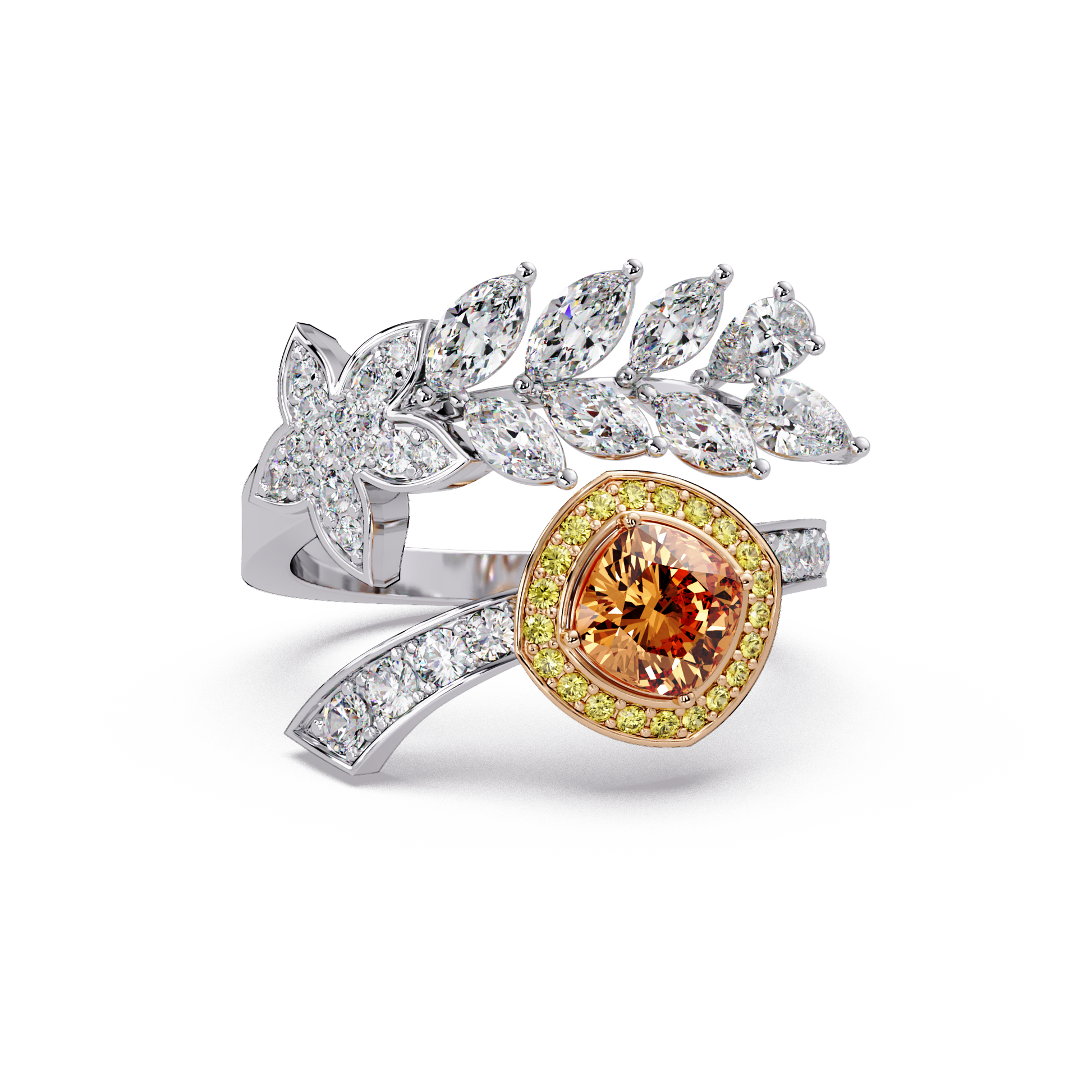 Amber Halo Vine Ring - Origine Diamonds lab-grown diamond jewellery