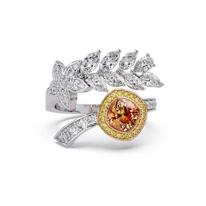 Amber Halo Vine Ring - Origine Diamonds lab-grown diamond jewellery