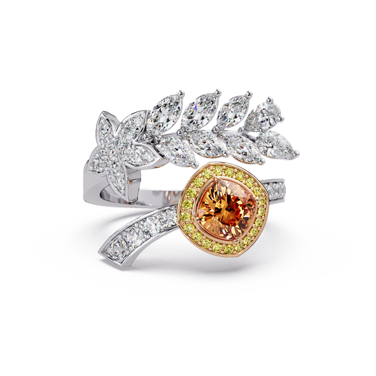 Amber Halo Vine Ring - Origine Diamonds lab-grown diamond jewellery
