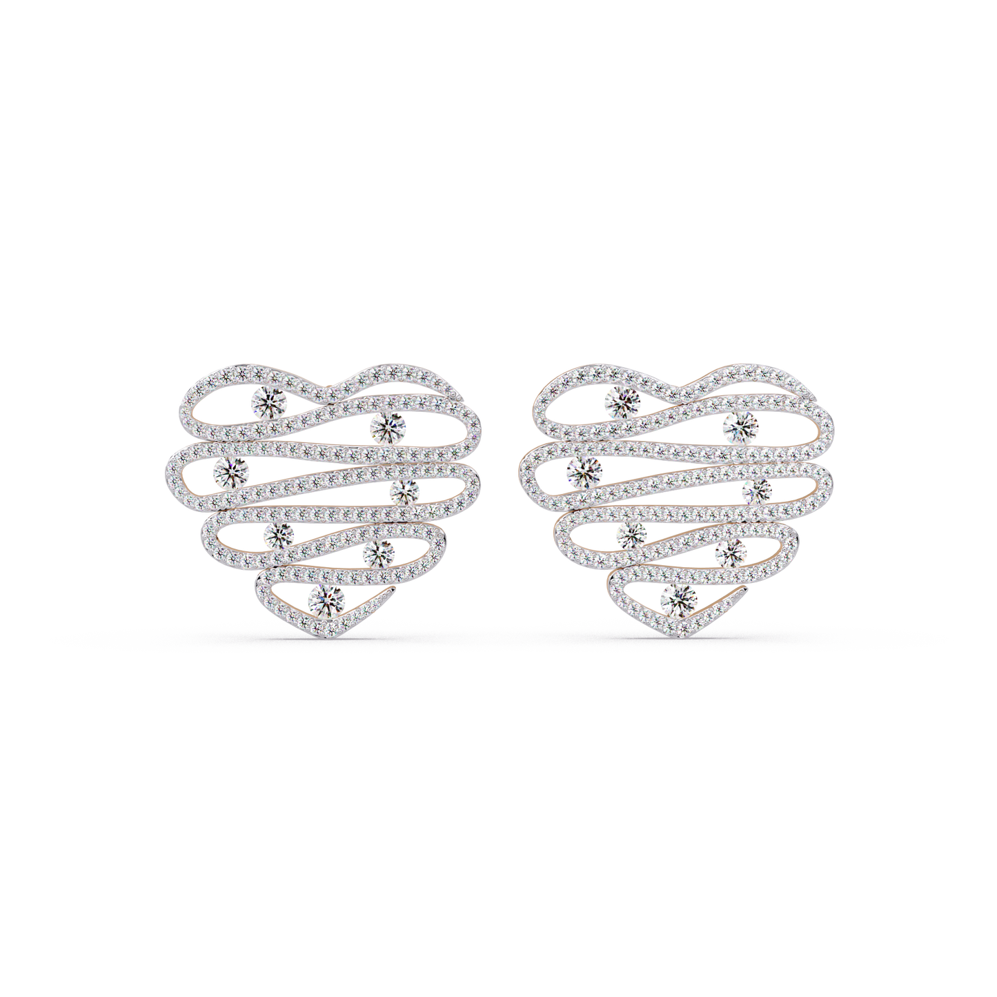 Cascade Heart Pave Earrings