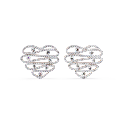 Cascade Heart Pave Earrings
