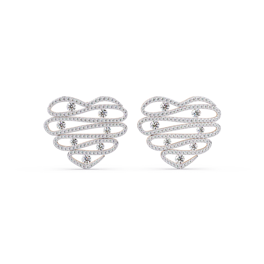 Cascade Heart Pave Earrings