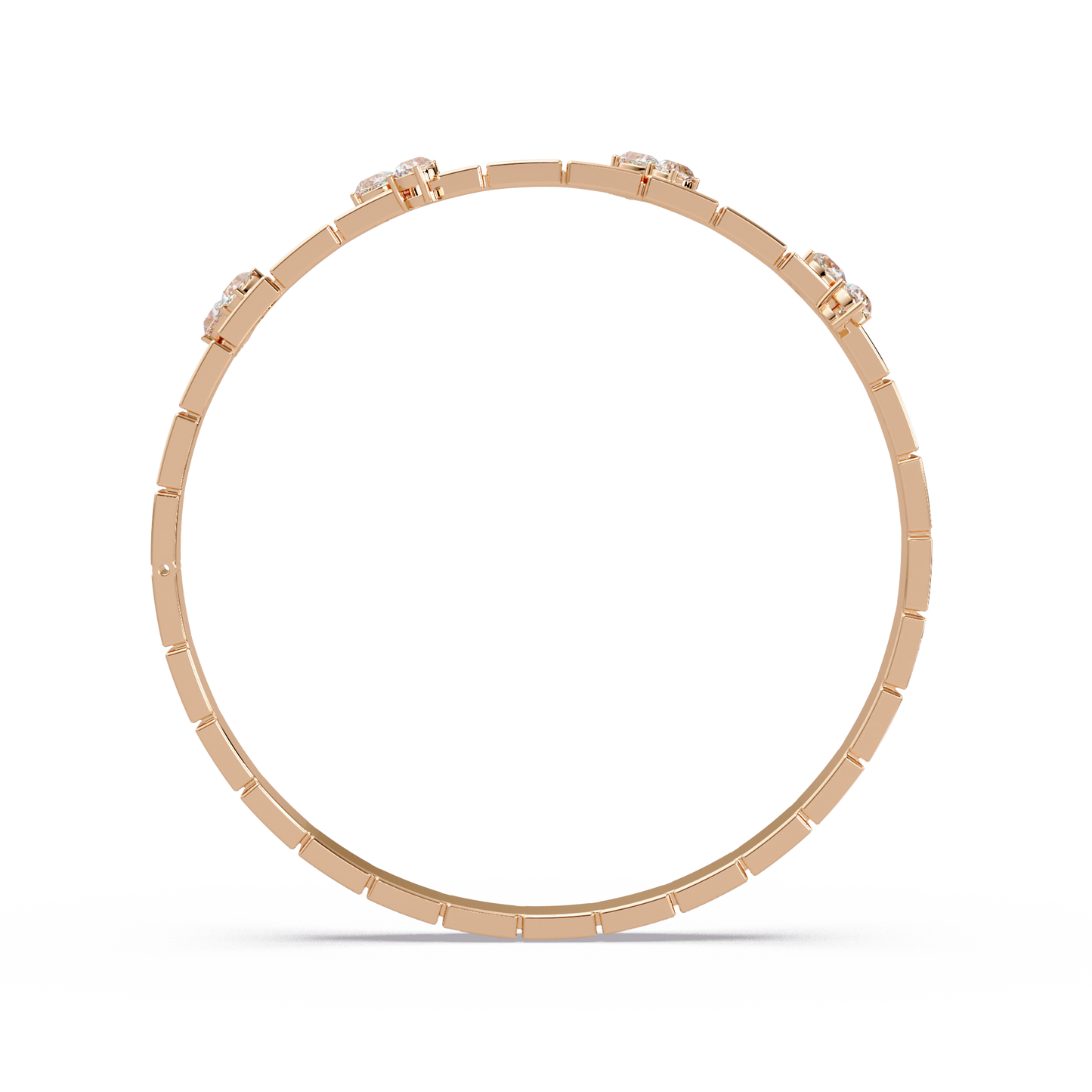 Ribbed Diamond Station Bangle