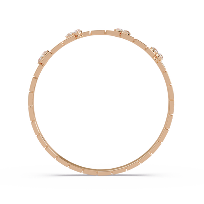 Ribbed Diamond Station Bangle
