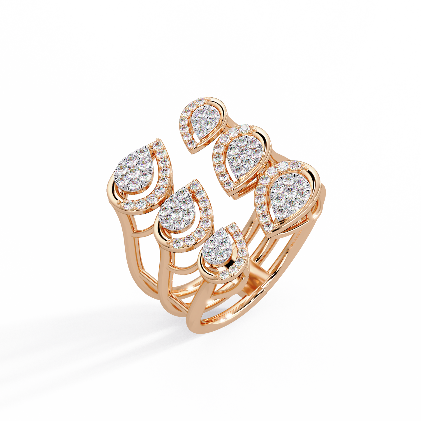 Scattered Petal Pave Ring