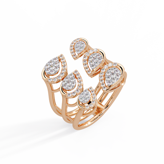 Scattered Petal Pave Ring