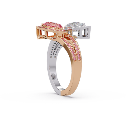 Mirrored Pear Halo Ring