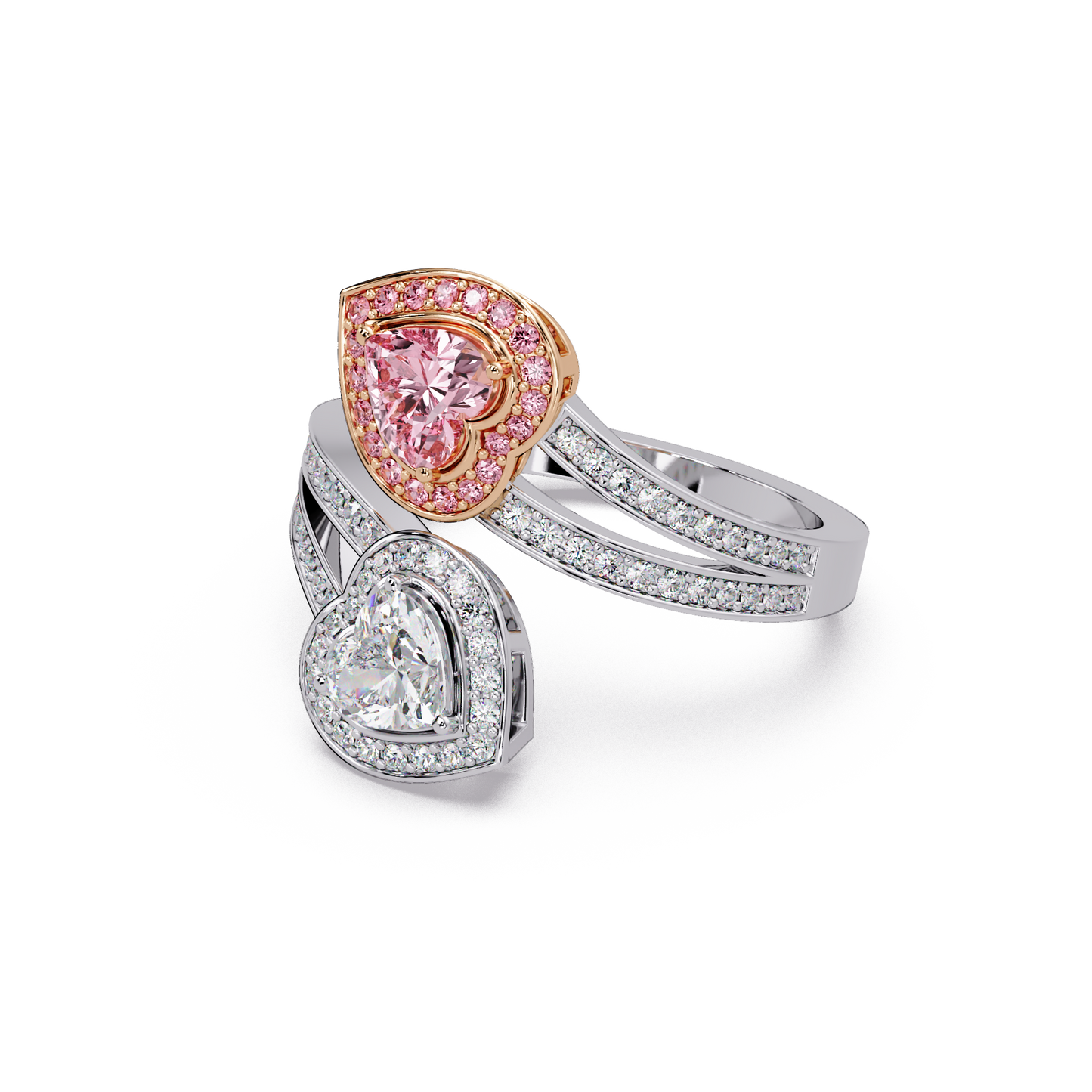Entwined Heart Halo Ring