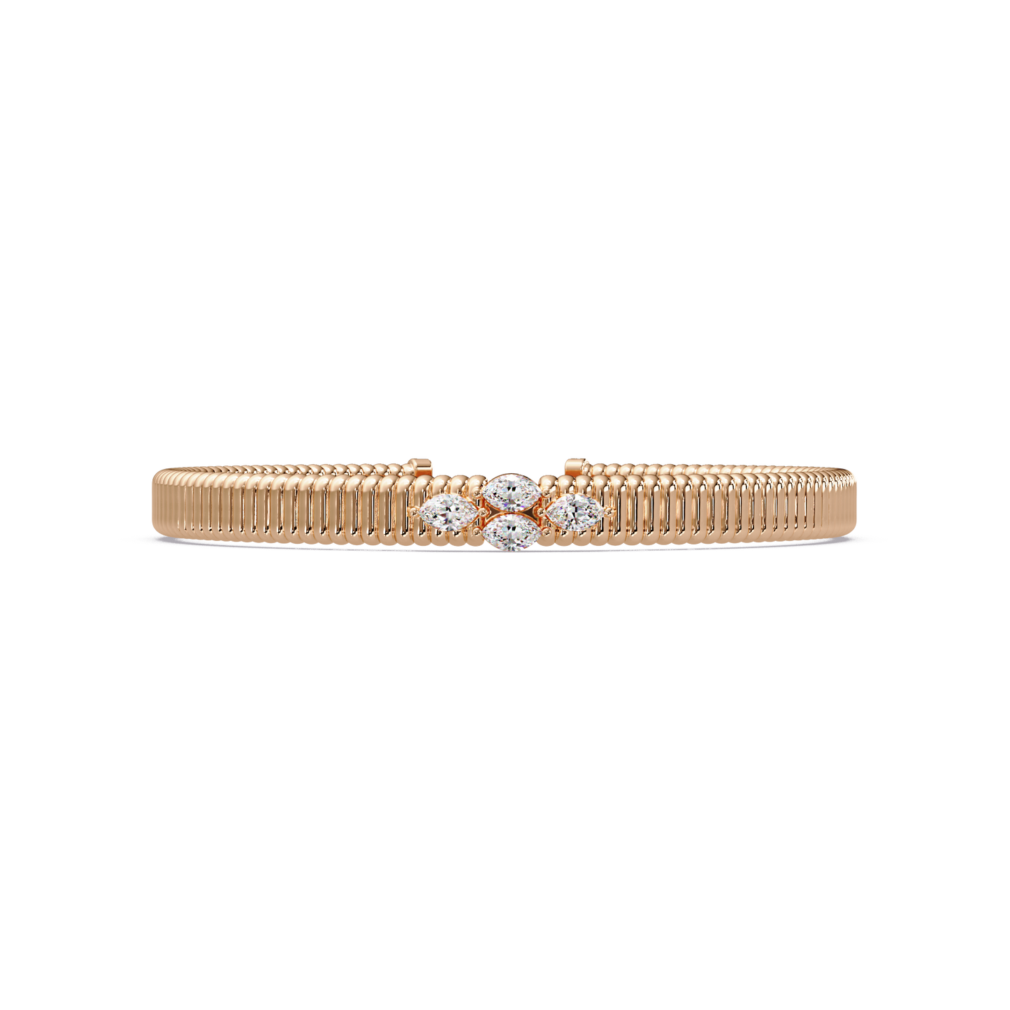 Ribbed Marquise Cuff Bangle - Origine Diamonds lab-grown diamond jewellery