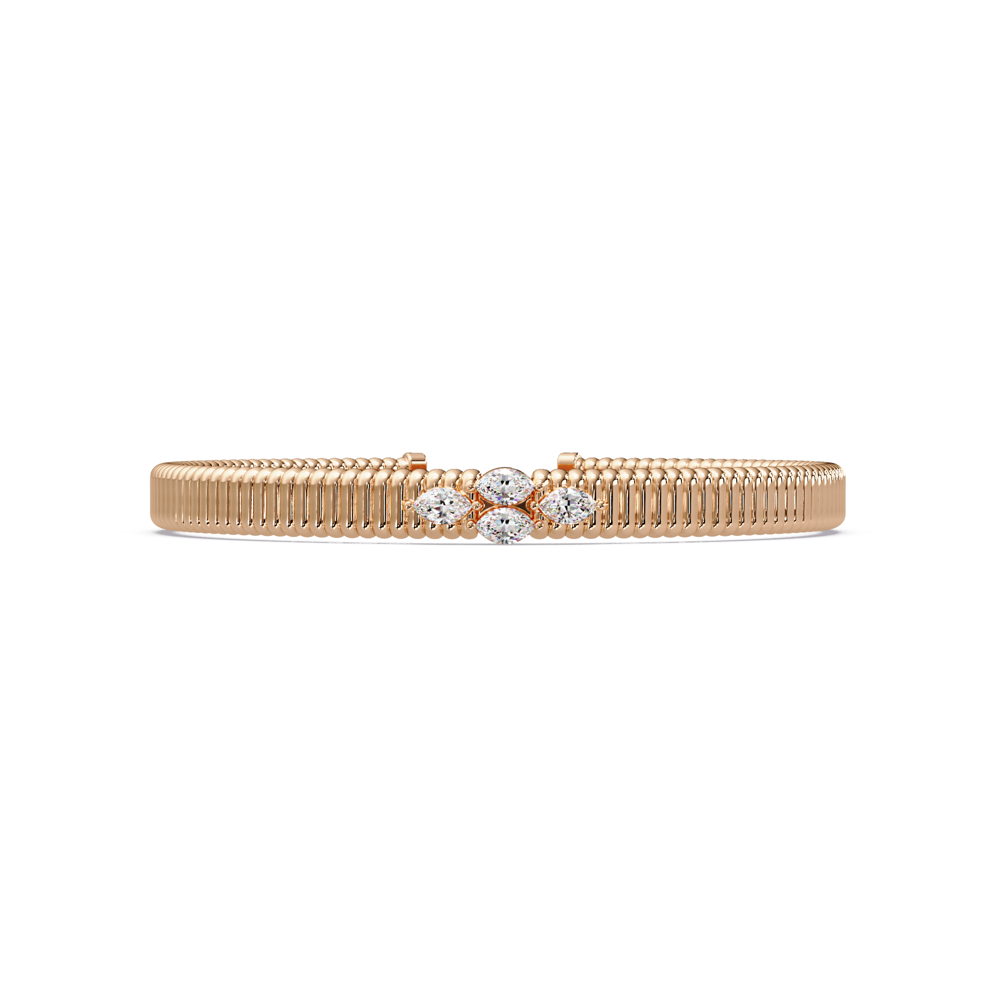 Ribbed Marquise Cuff Bangle - Origine Diamonds lab-grown diamond jewellery
