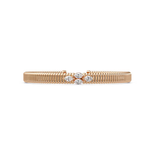 Ribbed Marquise Cuff Bangle - Origine Diamonds lab-grown diamond jewellery