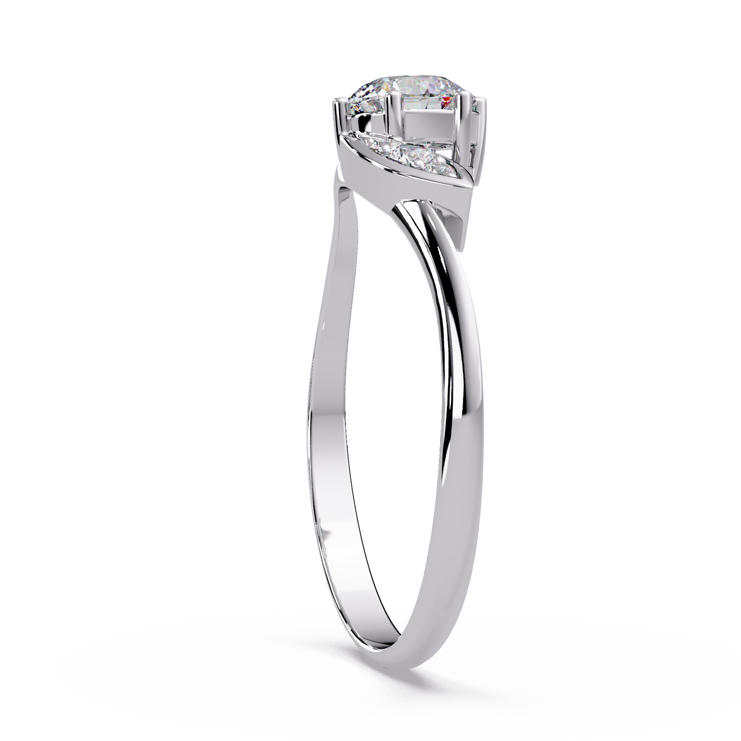 Solitaire Petal Accent Ring