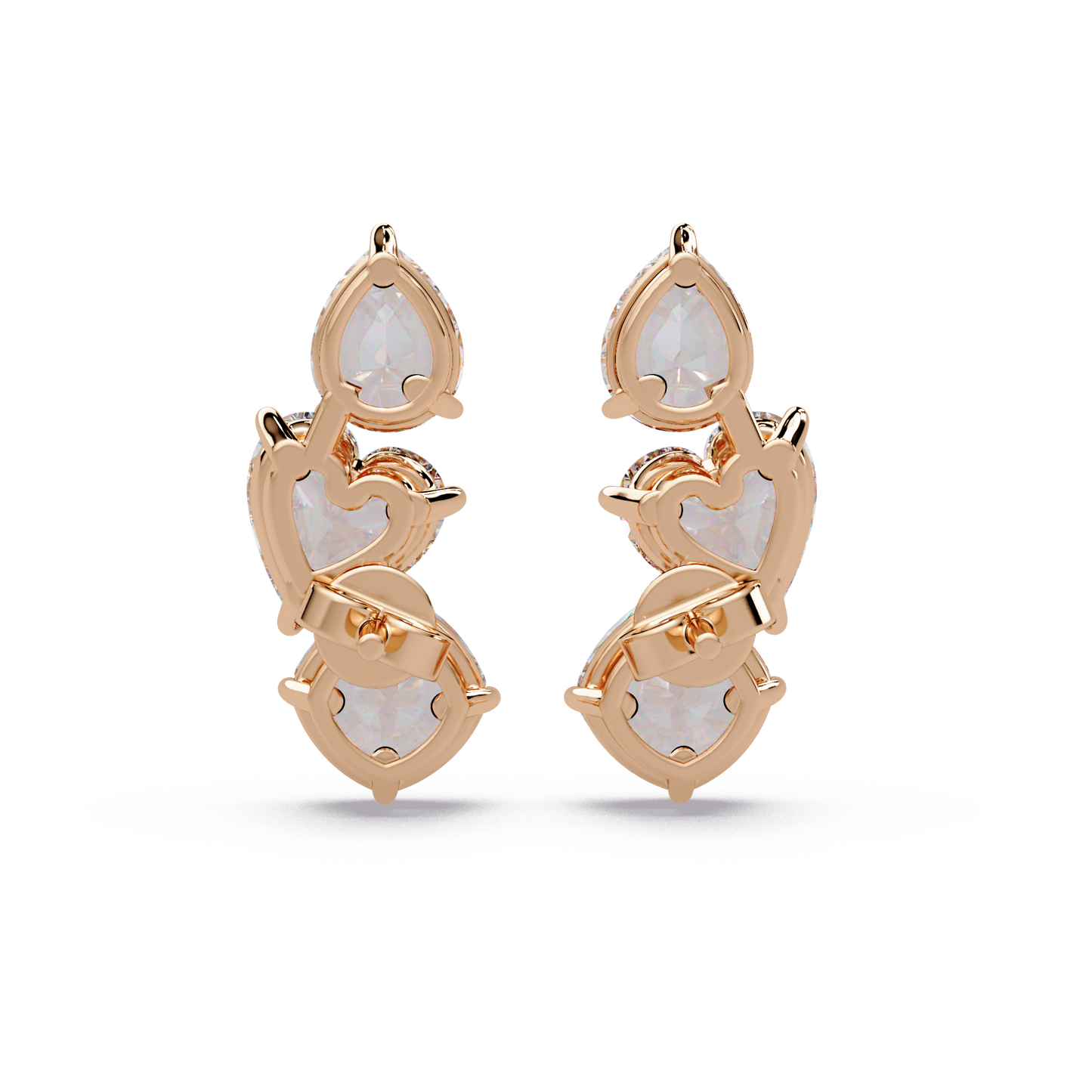 Graduated Trio Heart Earrings