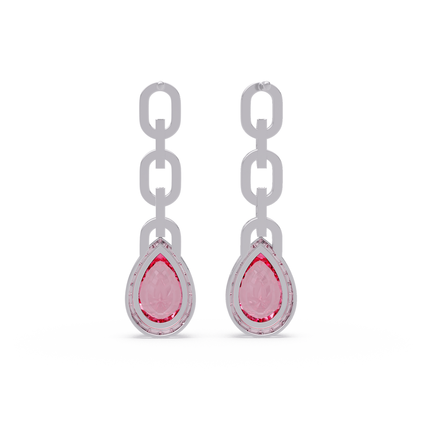Pave Link Pear Earrings
