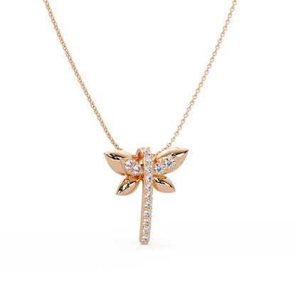 Pave Dragonfly Diamond Chain Pendant