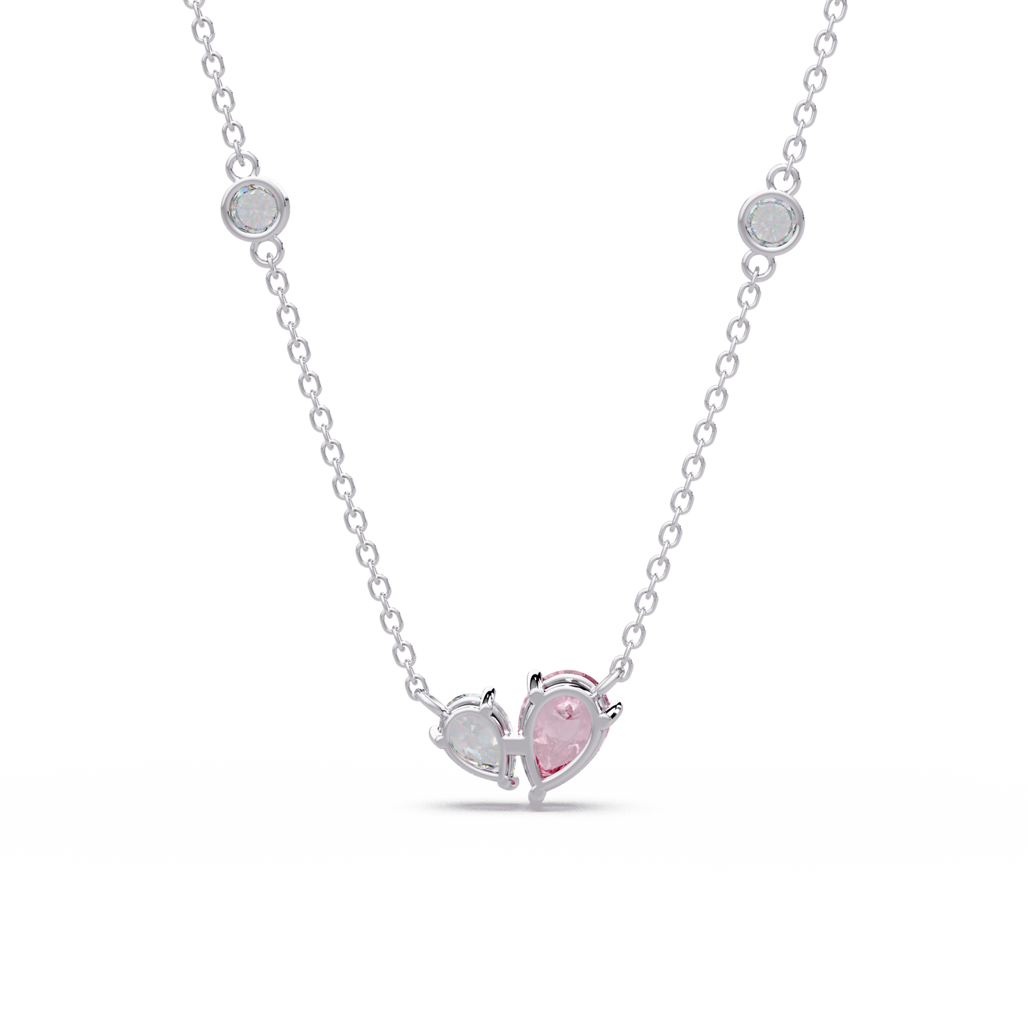 Pink Pear Duet Chain Pendant