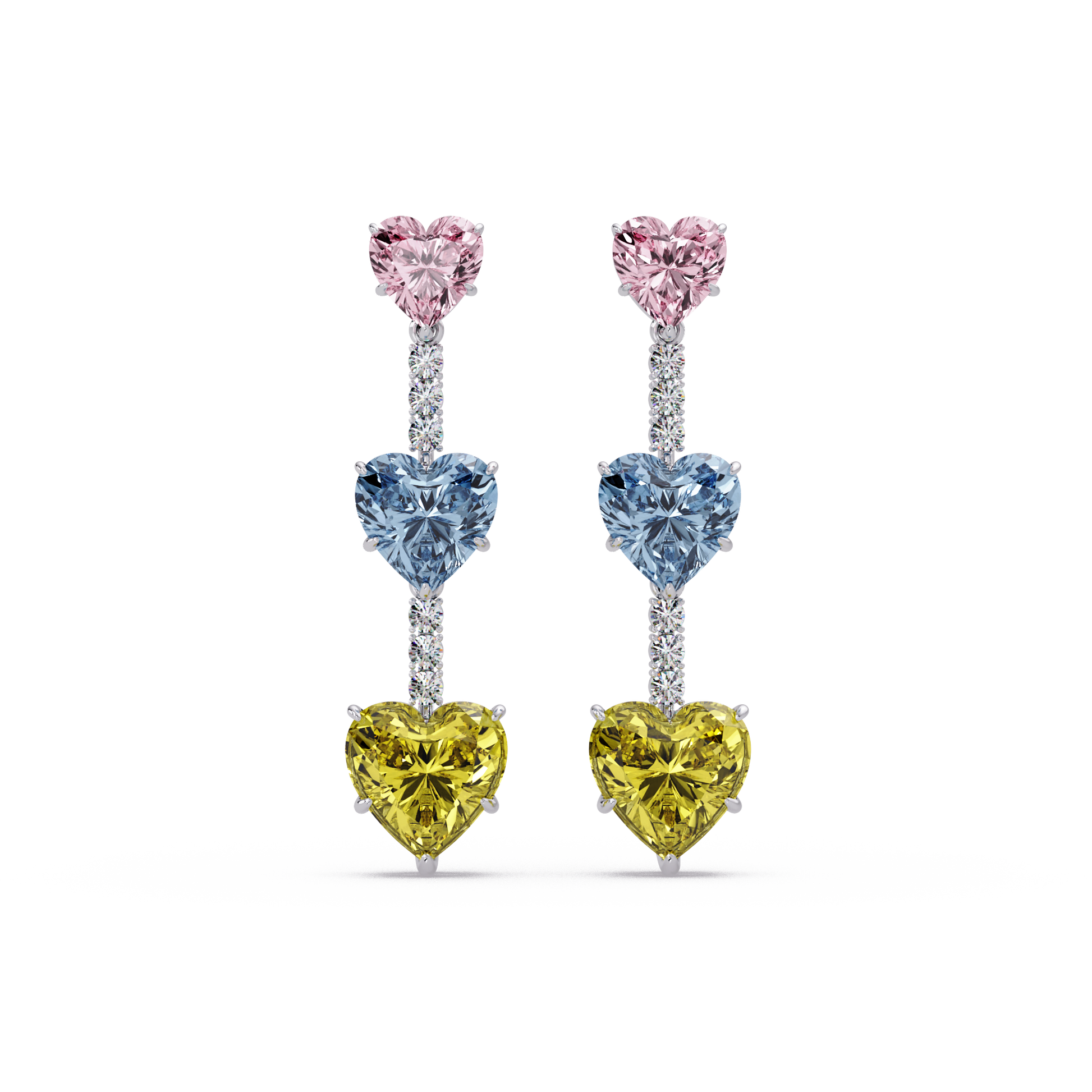 Triple Heart Cascade Earrings - Origine Diamonds lab-grown diamond jewellery