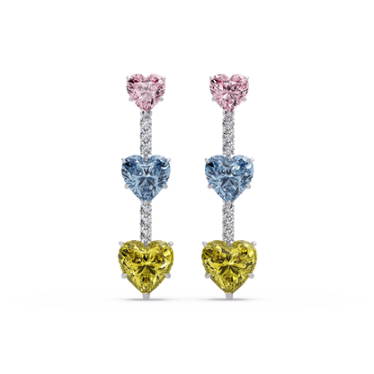 Triple Heart Cascade Earrings - Origine Diamonds lab-grown diamond jewellery