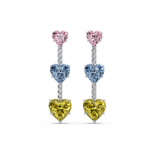Triple Heart Cascade Earrings - Origine Diamonds lab-grown diamond jewellery