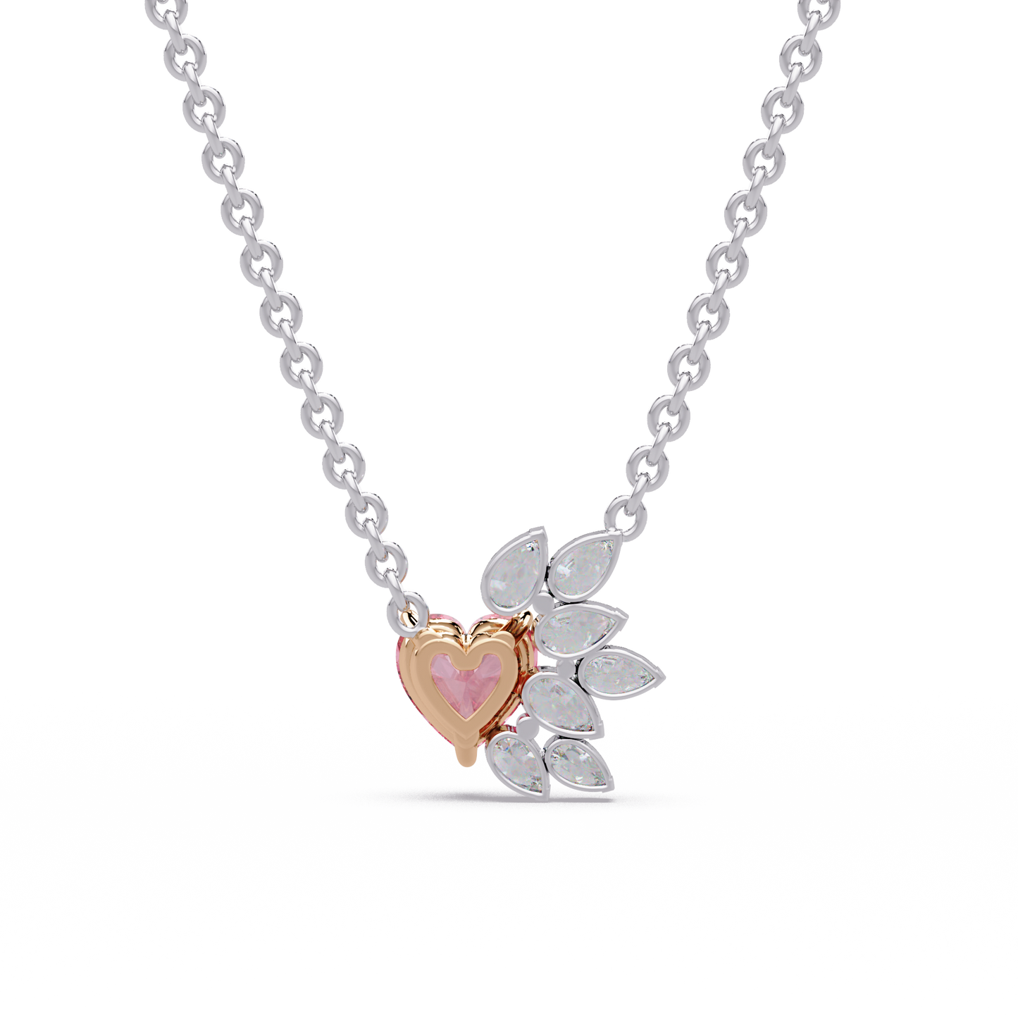 Blossoming Heart Diamond Chain Pendant