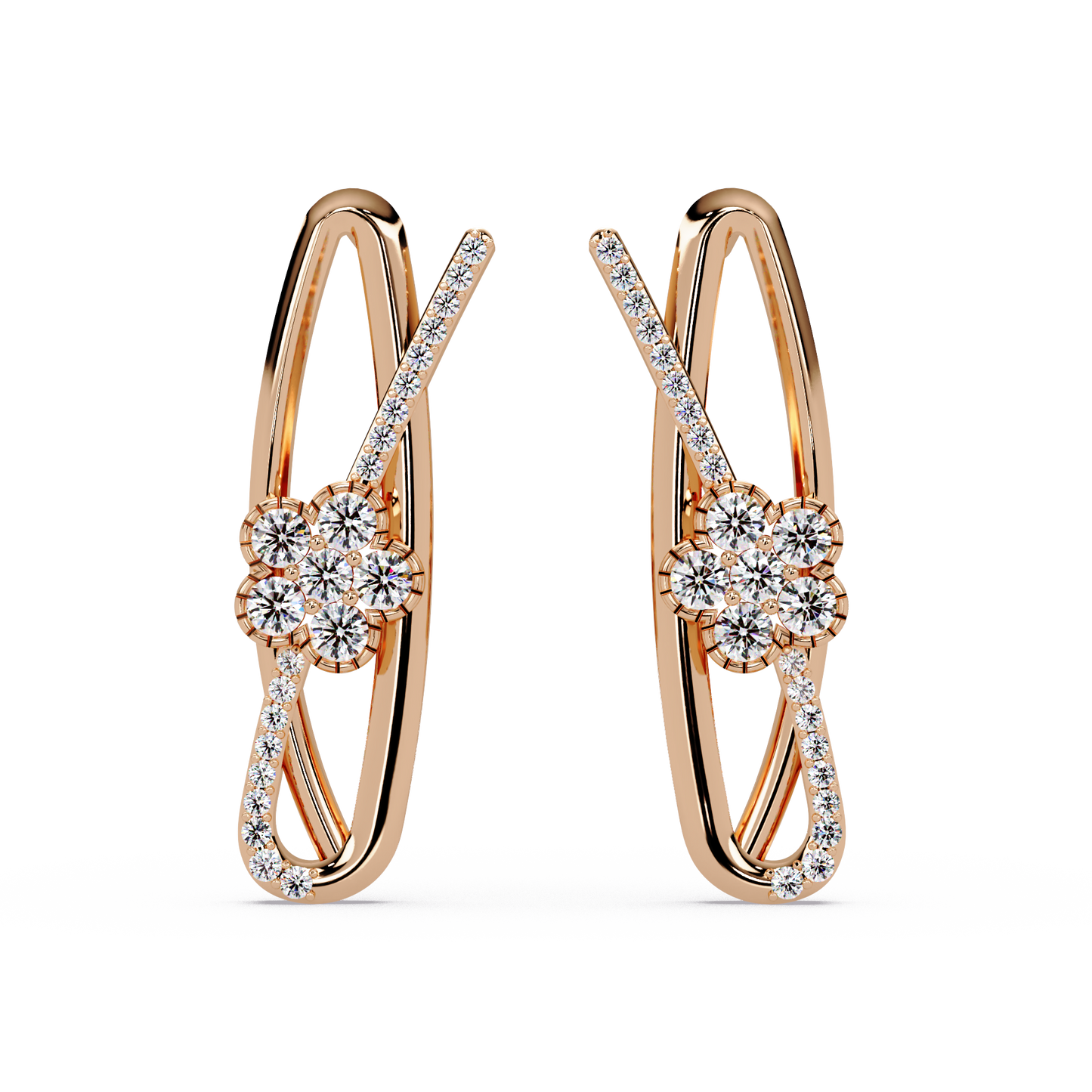 Spiralling Ribbon Solitaire Earrings