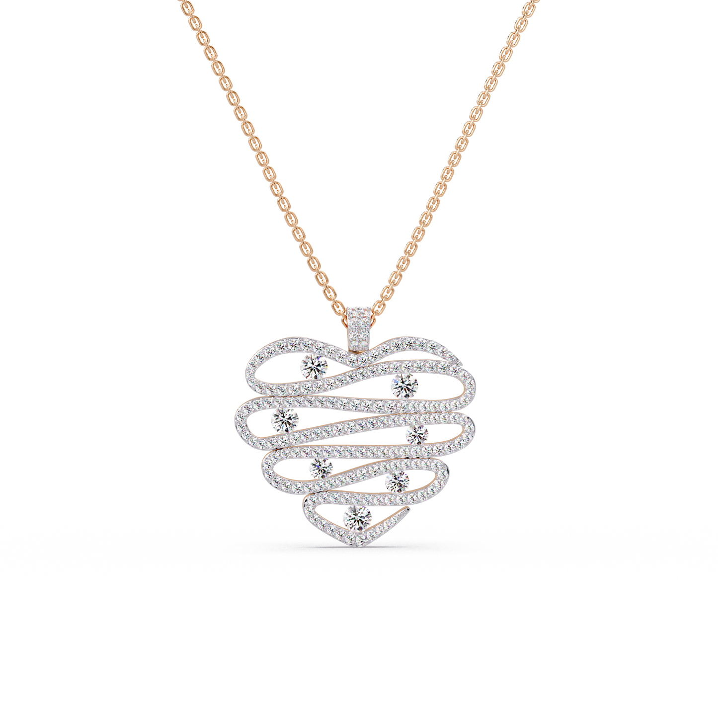 Cascade Heart Pave Chain Pendant - Origine Diamonds lab-grown diamond jewellery