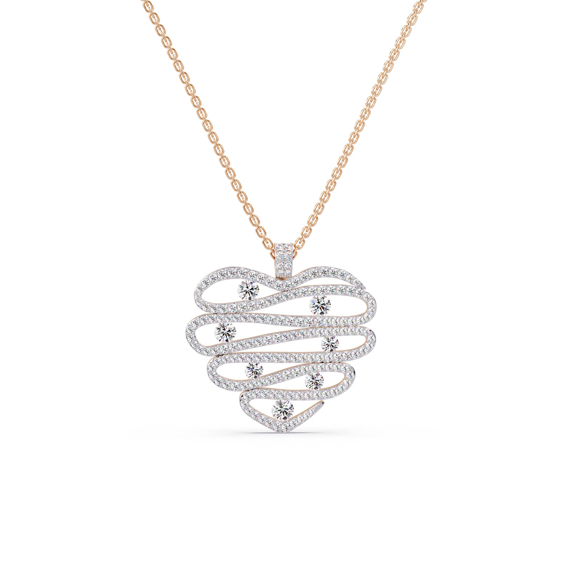 Cascade Heart Pave Chain Pendant - Origine Diamonds lab-grown diamond jewellery