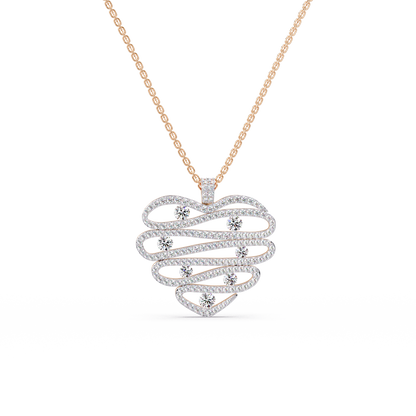 Cascade Heart Pave Chain Pendant - Origine Diamonds lab-grown diamond jewellery