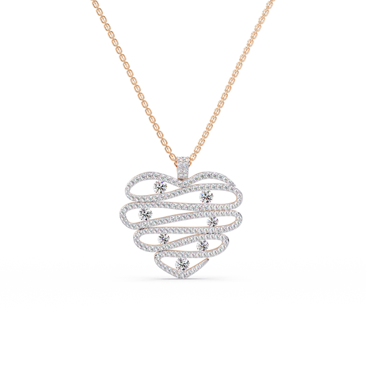 Cascade Heart Pave Chain Pendant - Origine Diamonds lab-grown diamond jewellery
