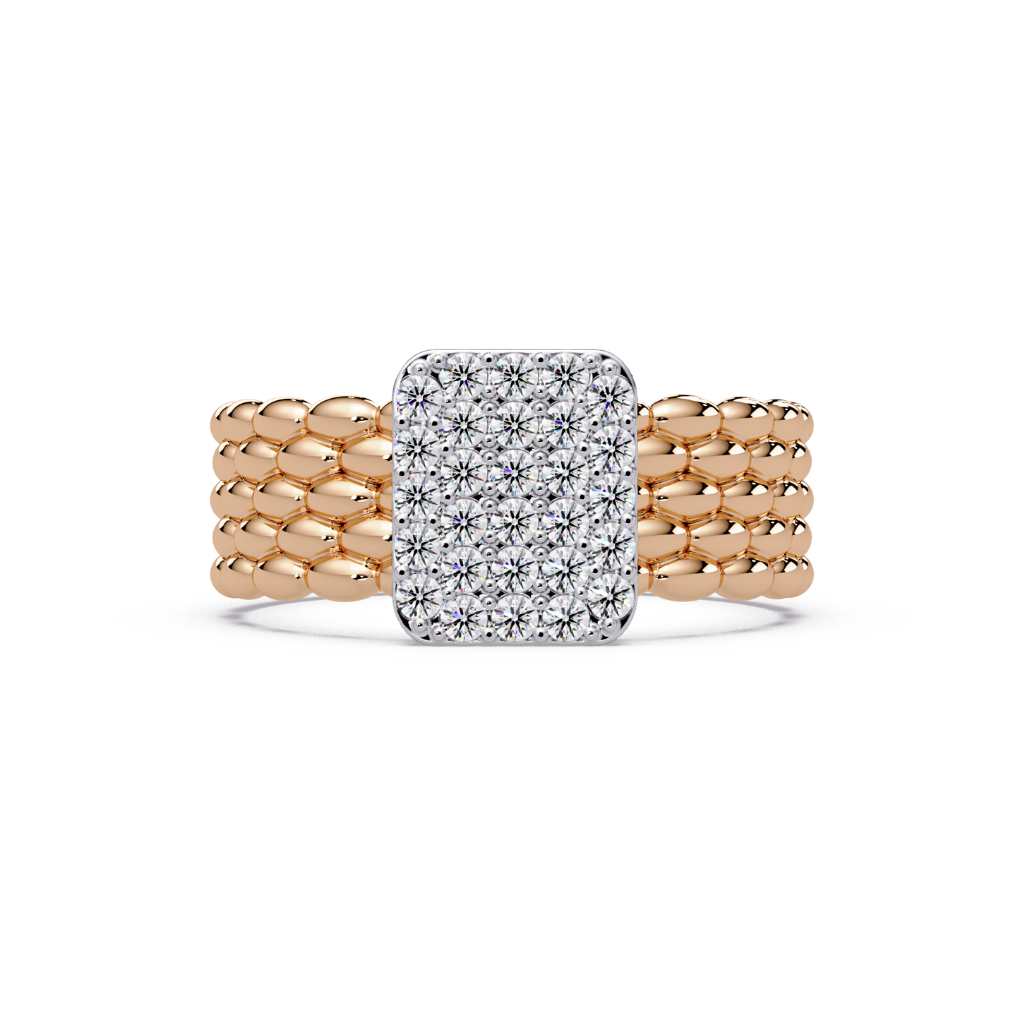 Beaded Square Pave Band