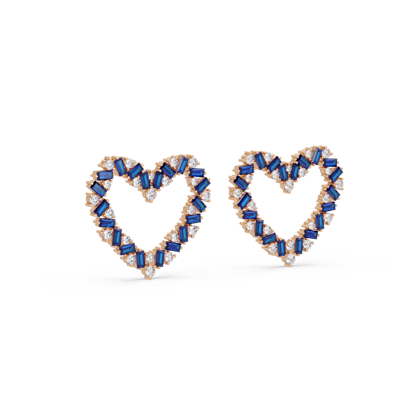 Sapphire Heart Frame Earrings