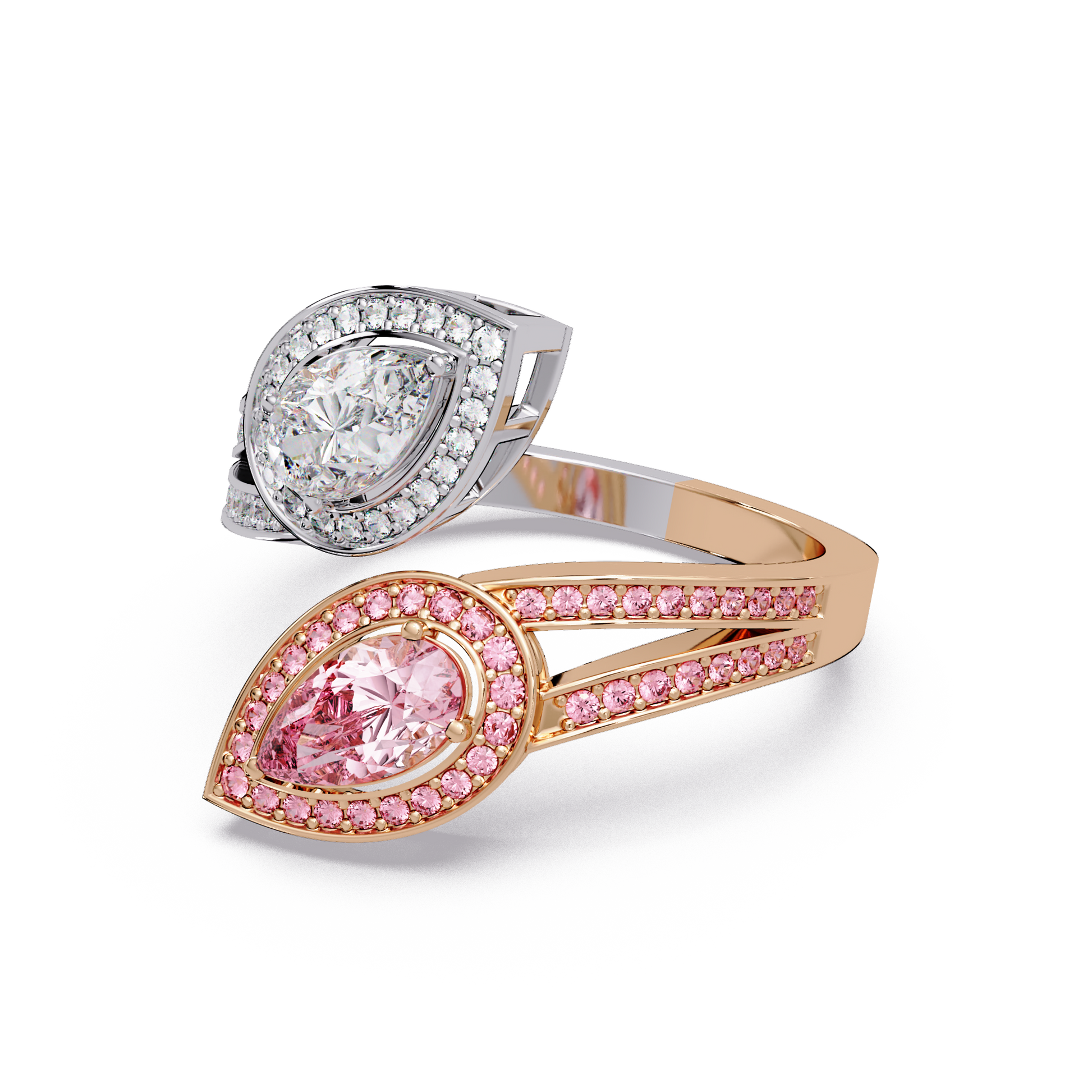 Mirrored Pear Halo Ring - Origine Diamonds lab-grown diamond jewellery