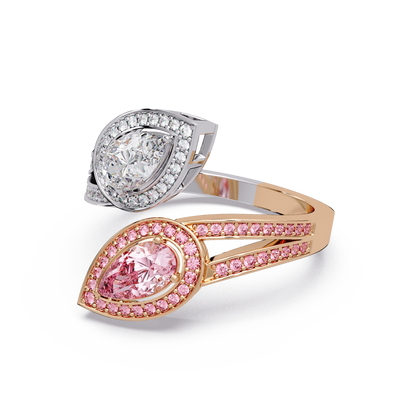 Mirrored Pear Halo Ring - Origine Diamonds lab-grown diamond jewellery