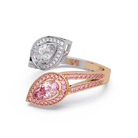 Mirrored Pear Halo Ring - Origine Diamonds lab-grown diamond jewellery