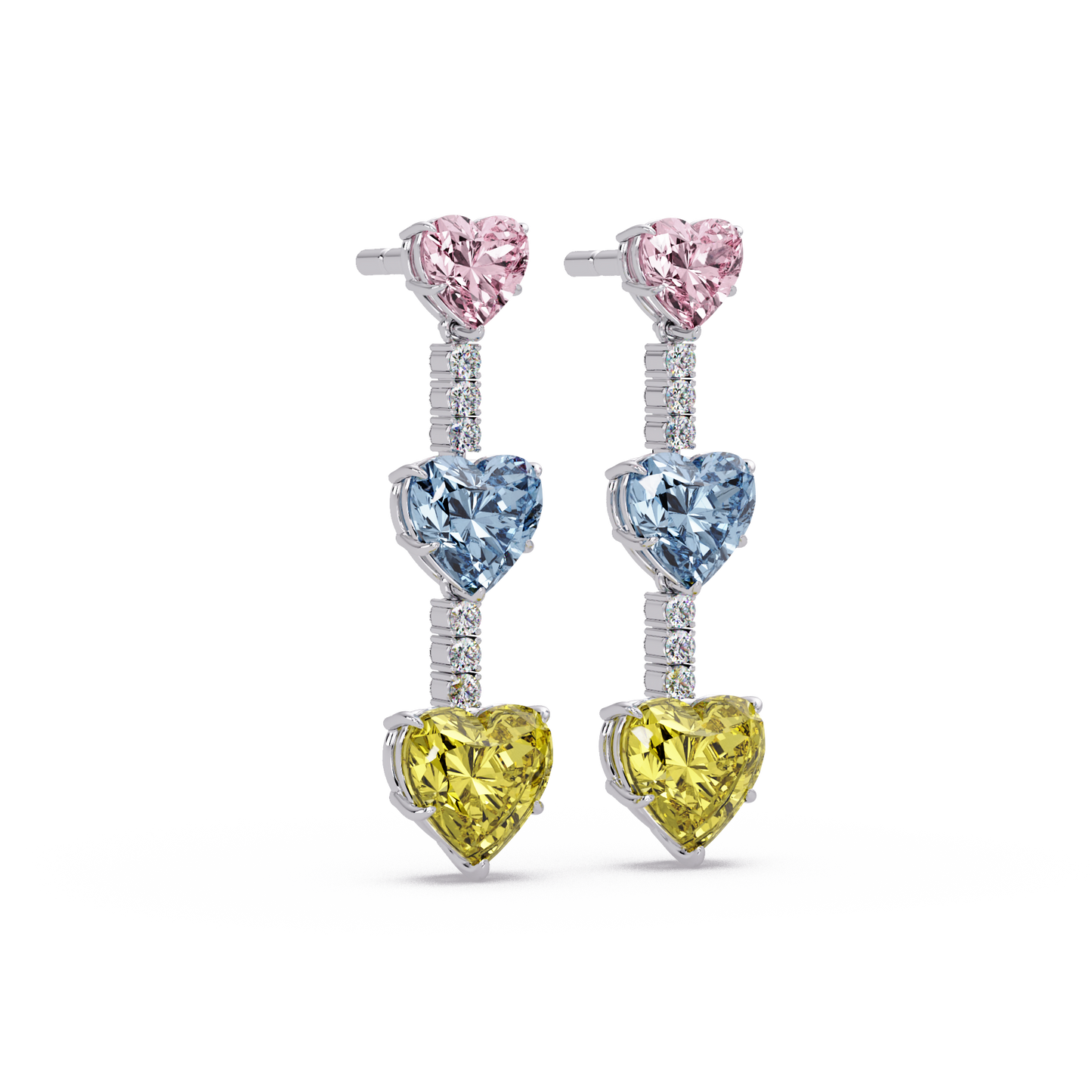 Triple Heart Cascade Earrings