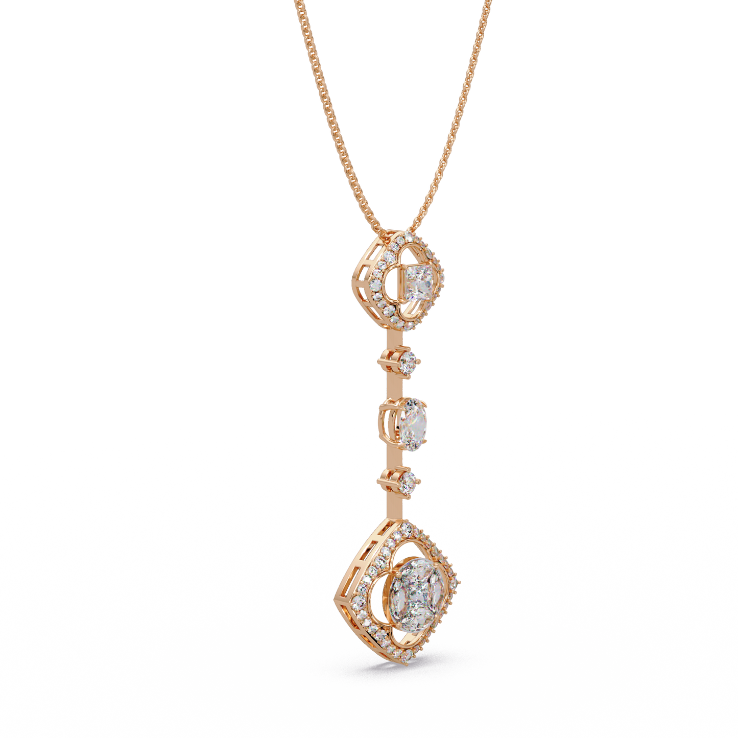 Quatrefoil Cushion Cascade Chain Pendant