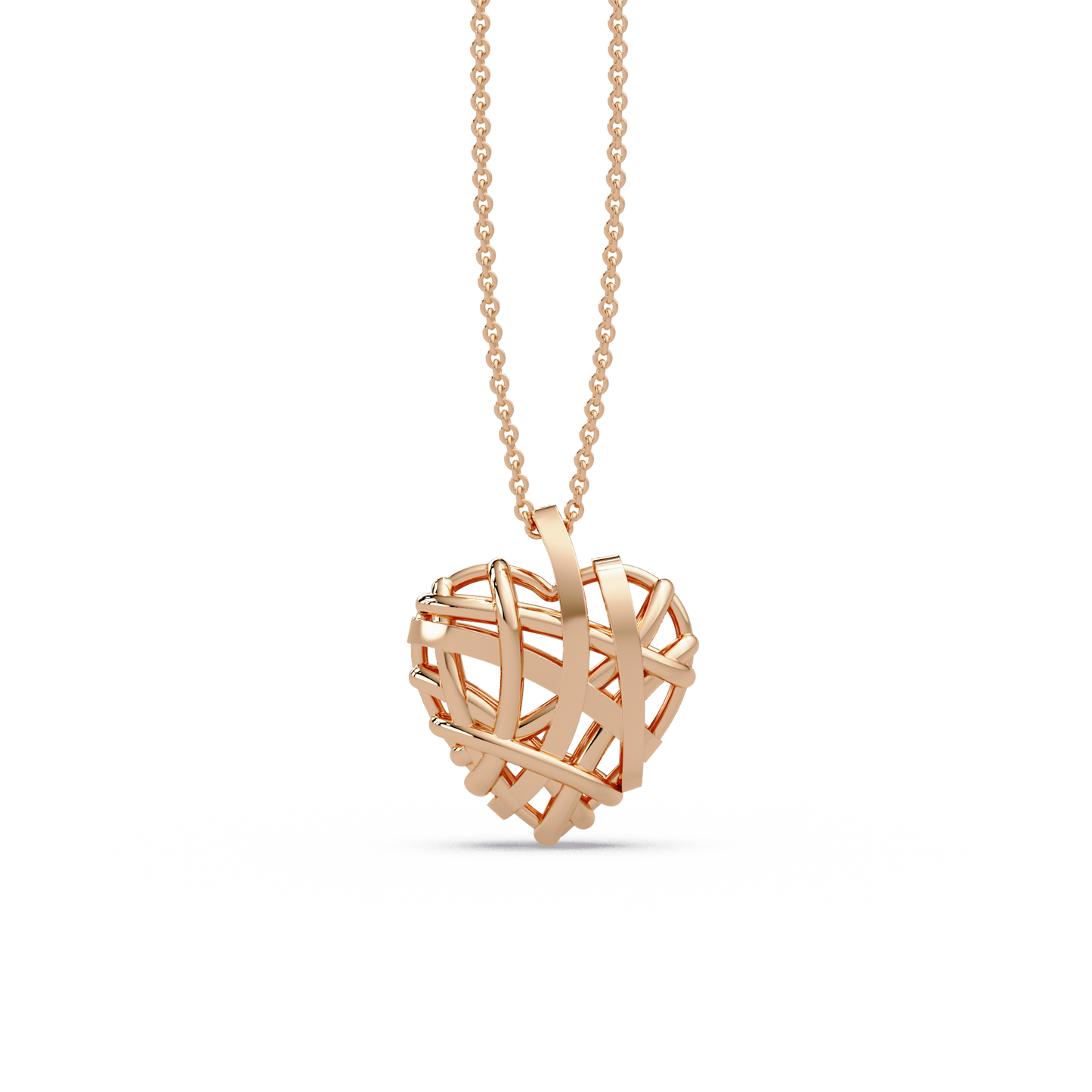 Woven Heart Lattice Chain Pendant