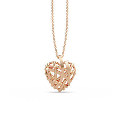 Woven Heart Lattice Chain Pendant