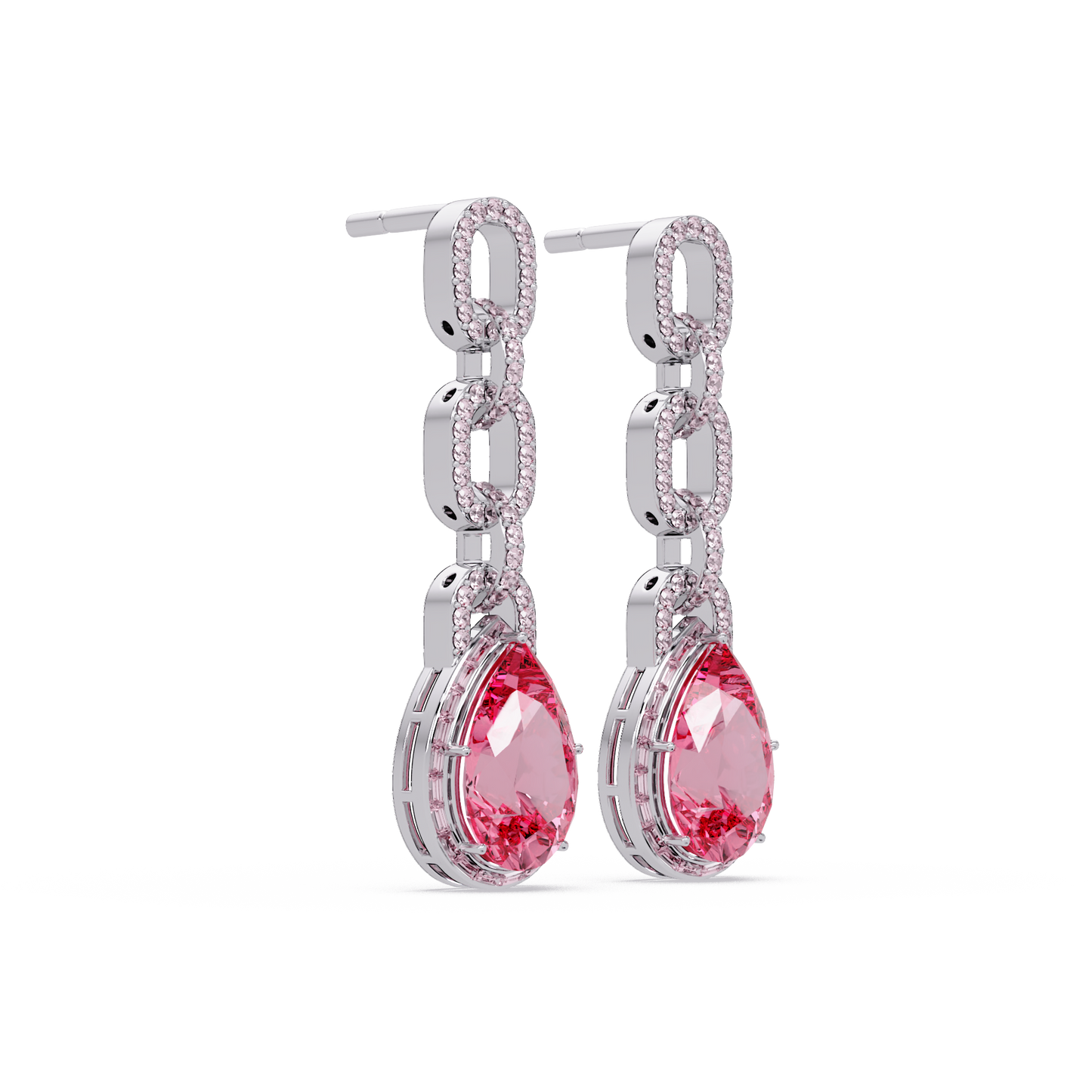 Pave Link Pear Earrings