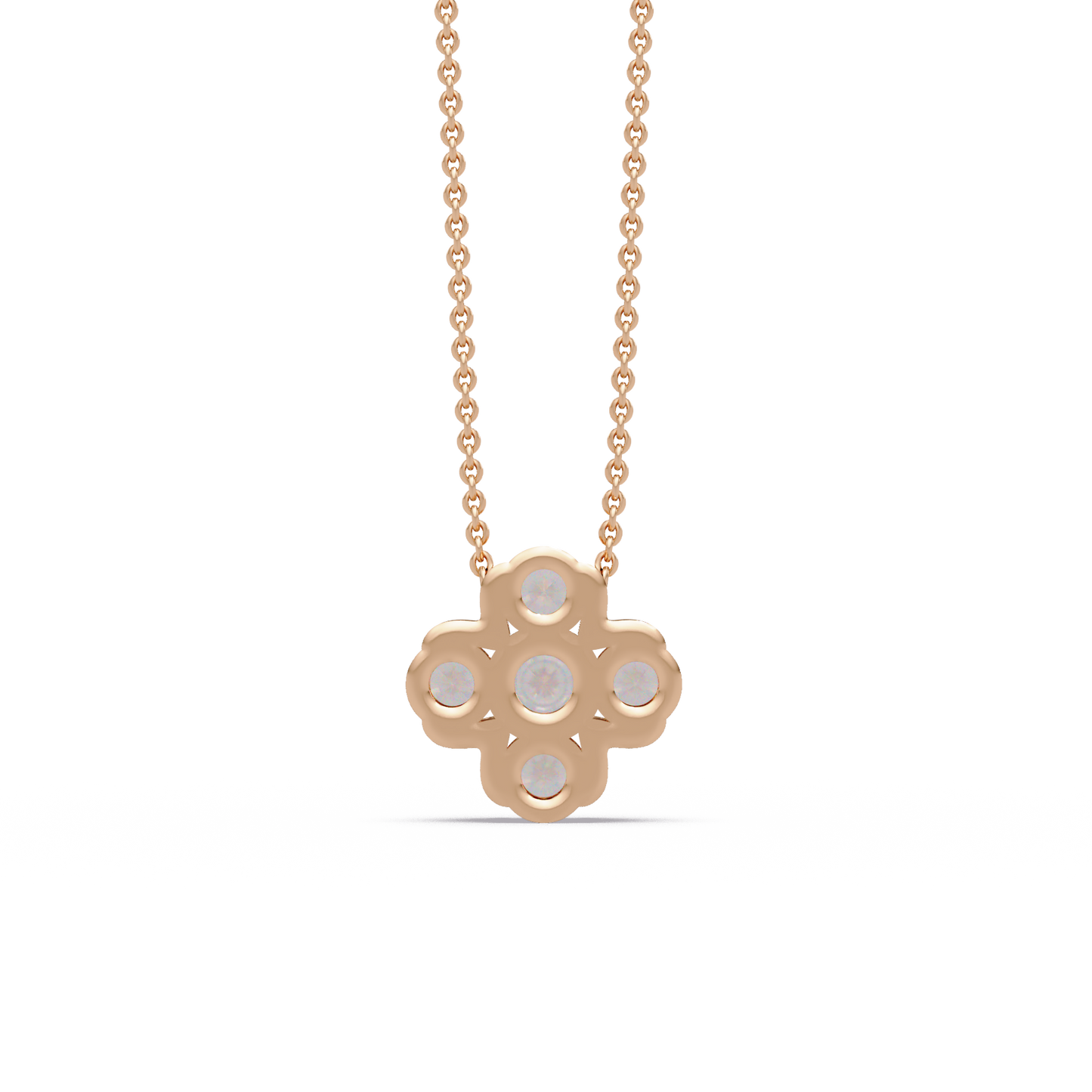 Blossoming Quatrefoil Petal Chain Pendant