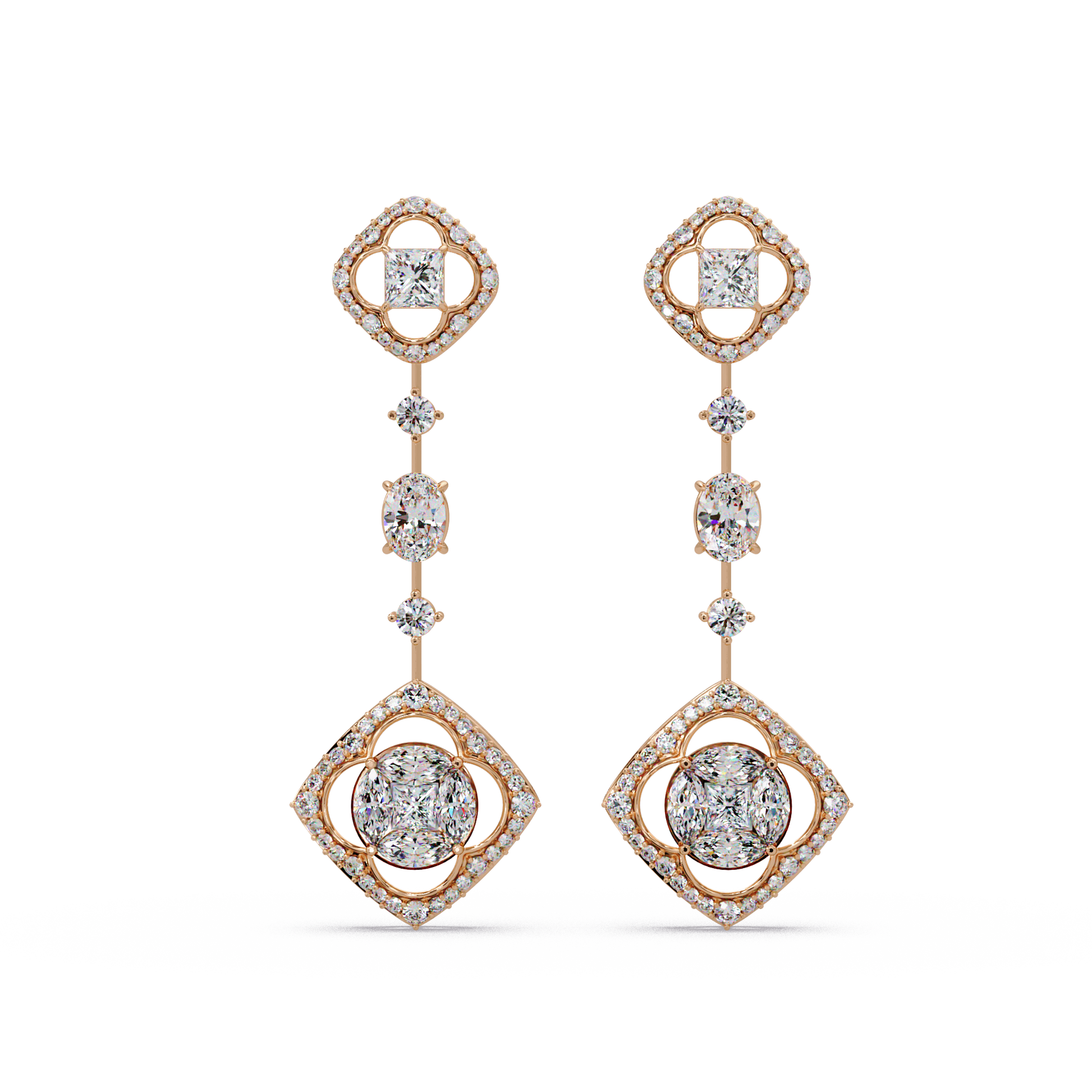 Quatrefoil Cushion Cascade Earrings - Origine Diamonds lab-grown diamond jewellery