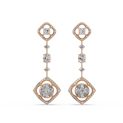 Quatrefoil Cushion Cascade Earrings - Origine Diamonds lab-grown diamond jewellery